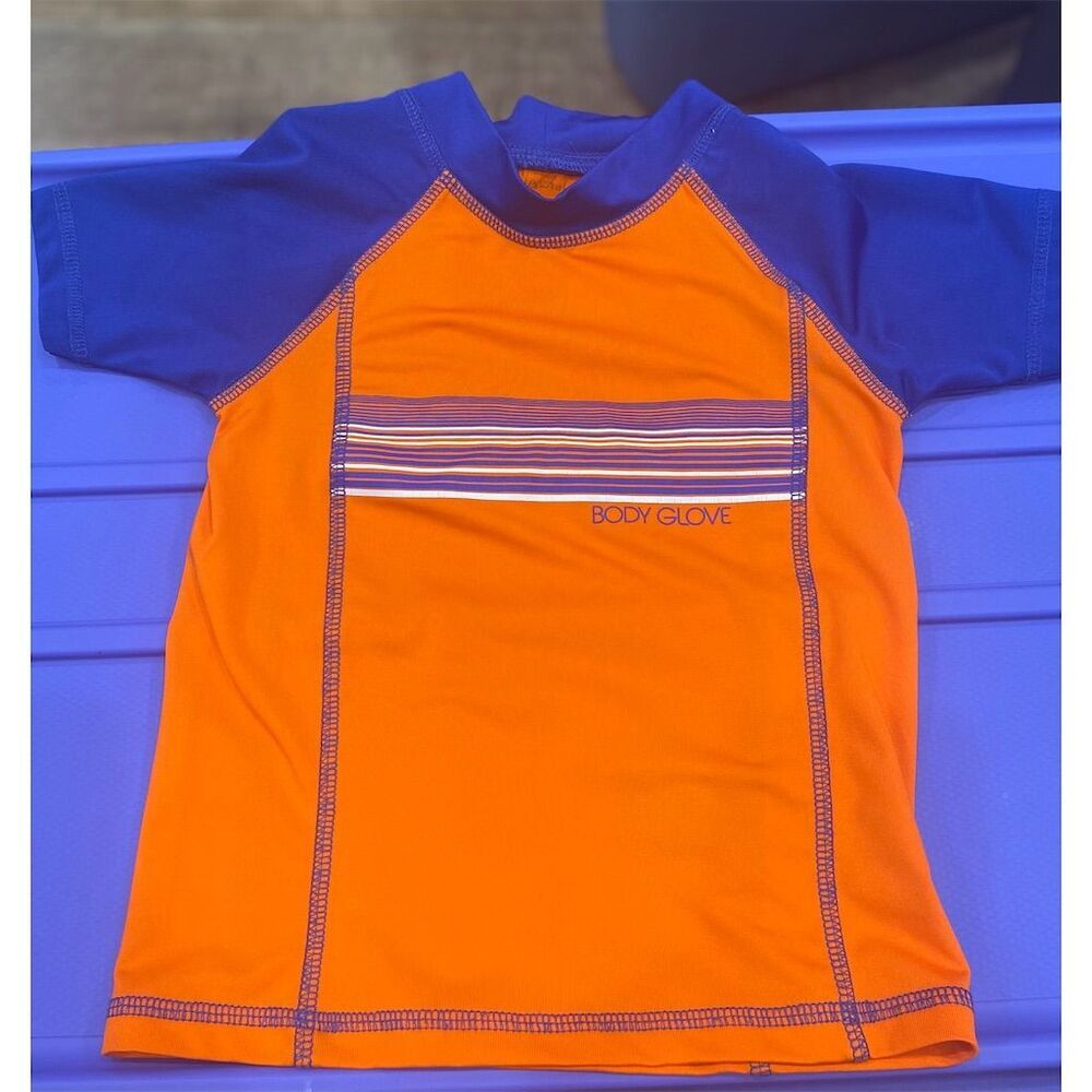 Body Glove Boys' Striped Rash Guard Swim Shirt Orange Size 5